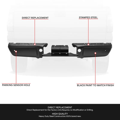 Primered Black Finish Rear Bumper <br>08-16 Ford F-250, F-350 Super Duty