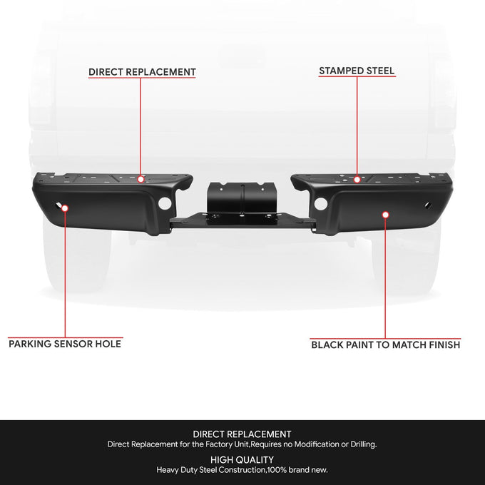 Primered Black Finish Rear Bumper <br>08-16 Ford F-250, F-350 Super Duty