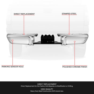 Polished Chrome Finish Rear Bumper <br>08-16 Ford F-250, F-350 Super Duty