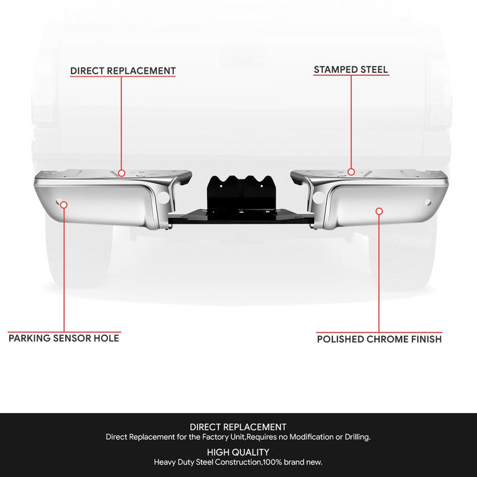 Polished Chrome Finish Rear Bumper <br>08-16 Ford F-250, F-350 Super Duty