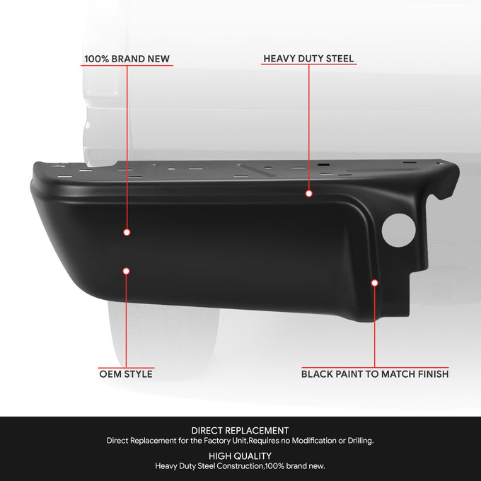 Pair of Rear Bumper Ends W/O Park Assist Hole <br> 08-16 Ford F-250 F-350 F-450 Super Duty