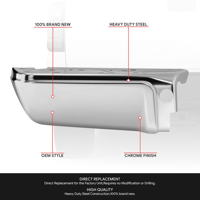 Pair of Rear Bumper Ends W/O Park Assist Hole <br> 08-16 Ford F-250 F-350 F-450 Super Duty