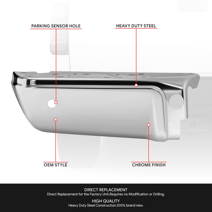 Pair of Rear Bumper Ends W/Park Assist Hole <br> 08-16 Ford F-250 F-350 F-450 Super Duty