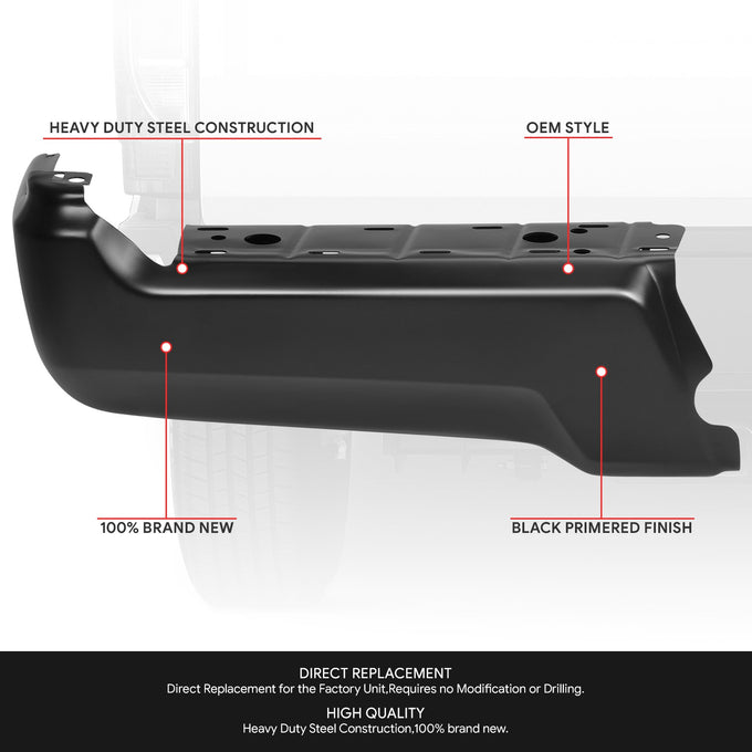 Rear Bumper Ends W/O Park Distance Sensors <br> 17-22 Ford F-250 F-350 F-450 Super Duty