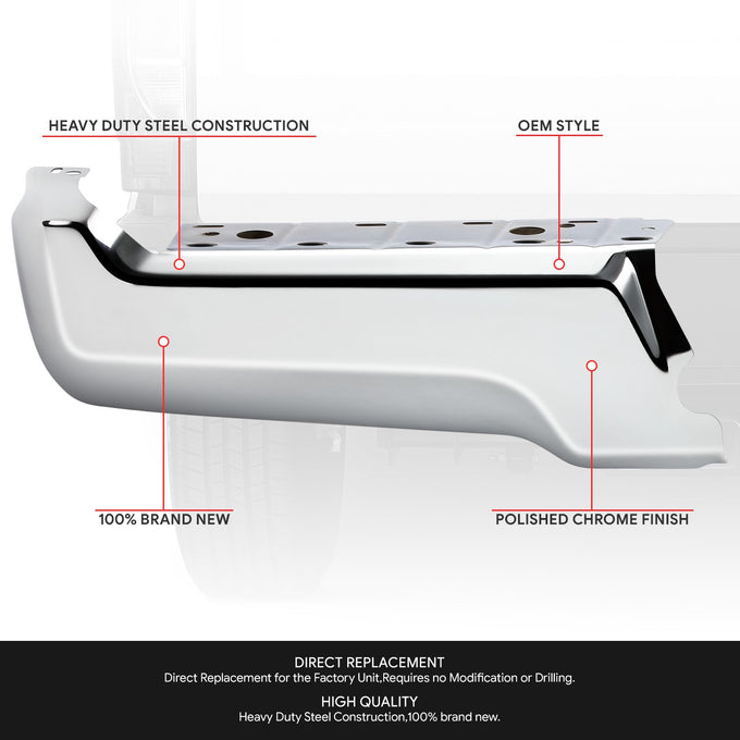 Rear Bumper Ends W/O Park Distance Sensors <br> 17-22 Ford F-250 F-350 F-450 Super Duty