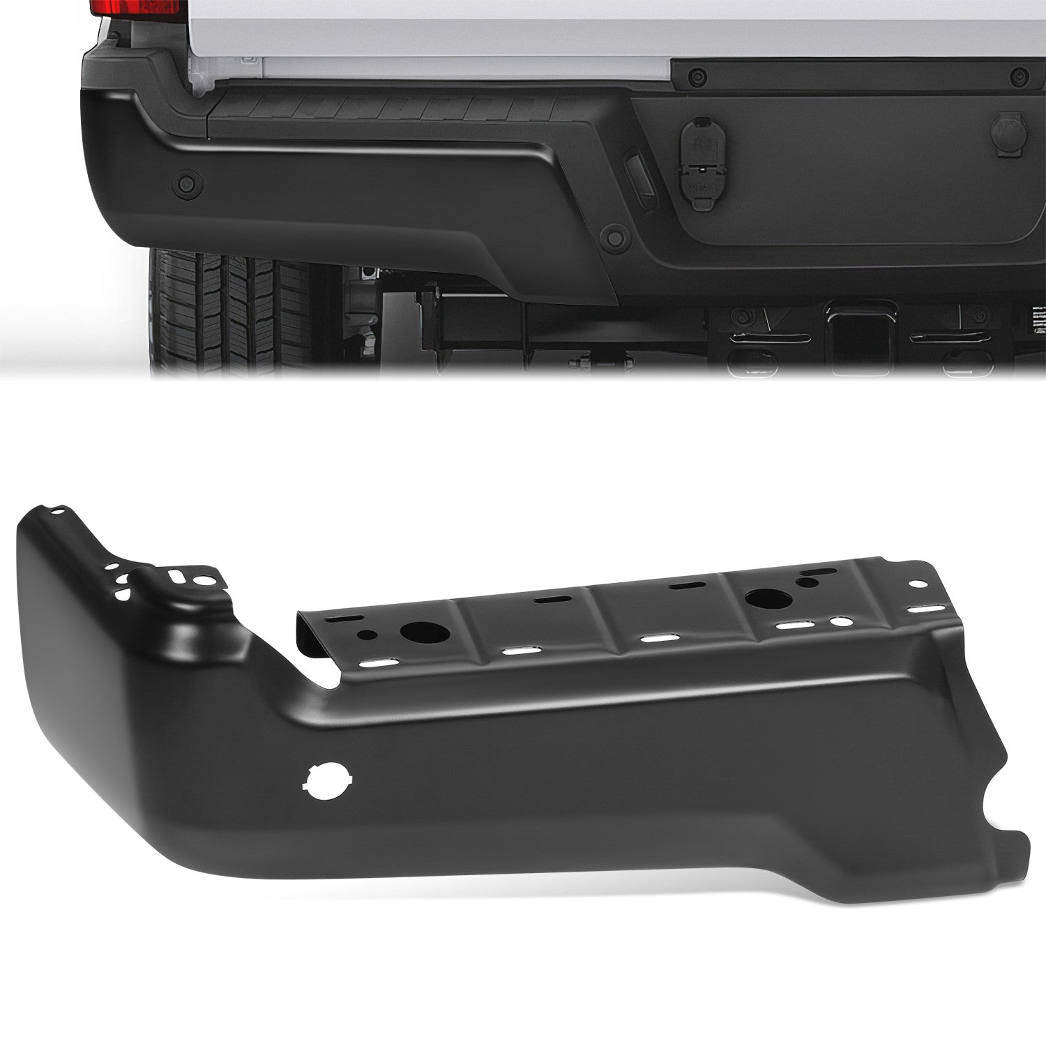 Rear Left Bumper End W/Park Distance Sensors <br> 17-22 Ford F-250 F-350 F-450 Super Duty