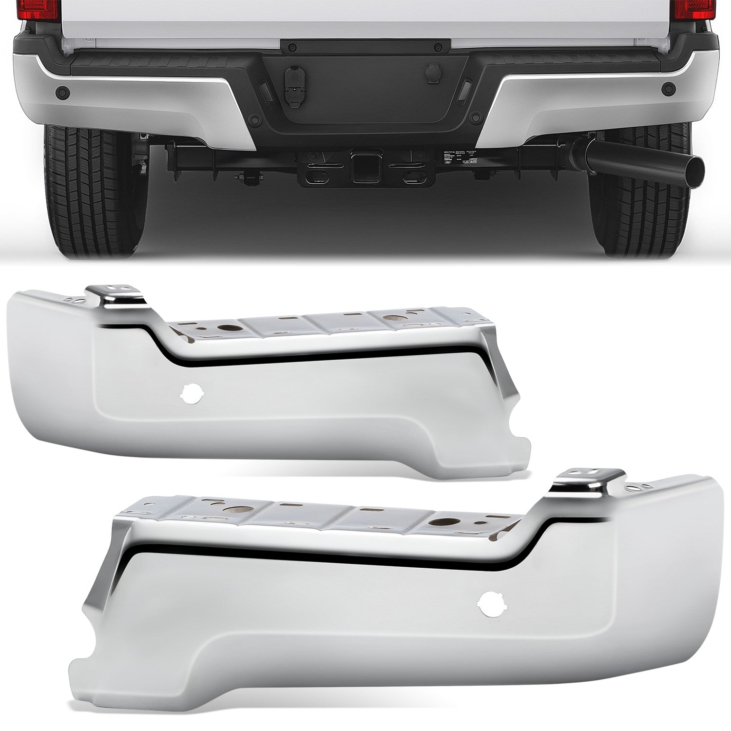 Rear Bumper Ends W/Park Distance Sensors <br> 17-22 Ford F-250 F-350 F-450 Super Duty