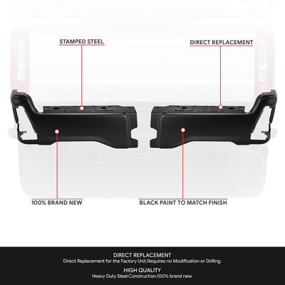 Primered Black Finish Rear Bumper End Caps <br>23-25 F250 F350 F450 Super Duty