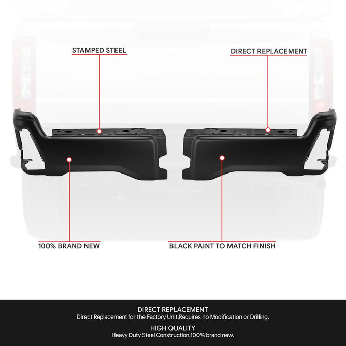 Primered Black Finish Rear Bumper End Caps <br>23-25 F250 F350 F450 Super Duty