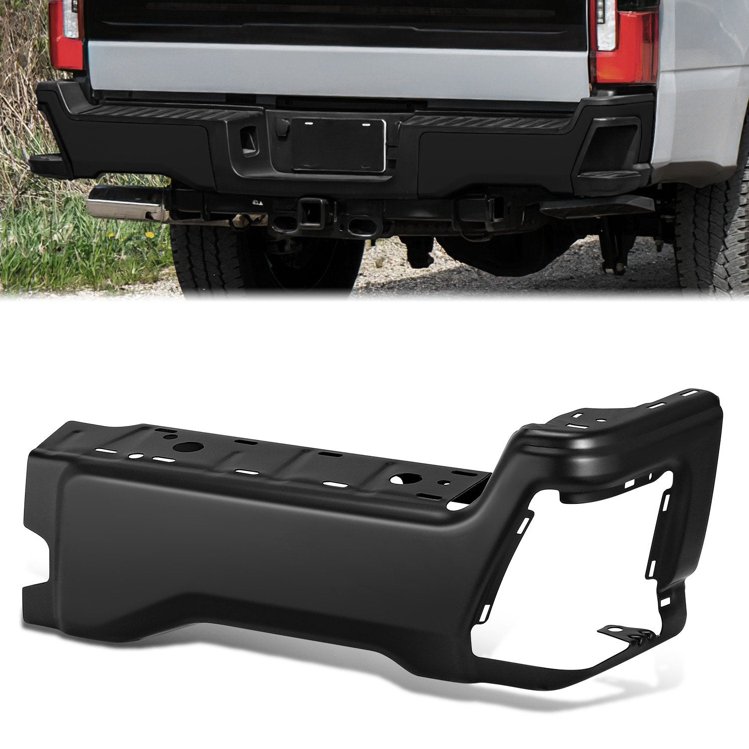 Right Primered Black Rear Bumper End Cap <br>23-25 F250 F350 F450 Super Duty