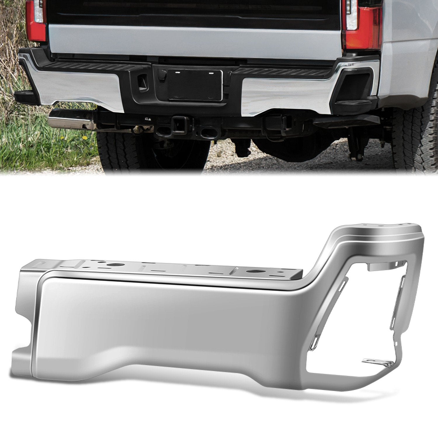 Right Polished Finish Rear Bumper End Cap <br>23-25 F250 F350 F450 Super Duty