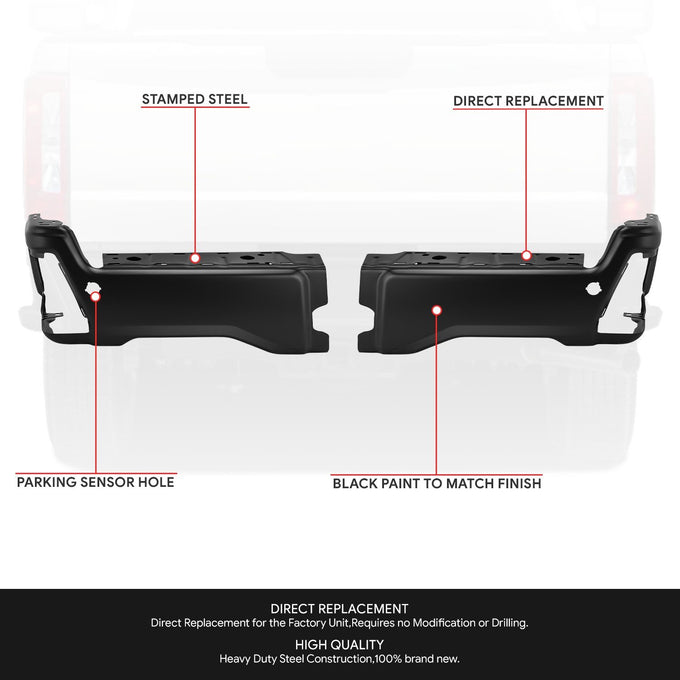 Primered Black Finish Rear Bumper End Caps <br>23-25 F250 F350 F450 Super Duty