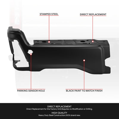 Left Primered Black Rear Bumper End Cap <br>23-25 F250 F350 F450 Super Duty