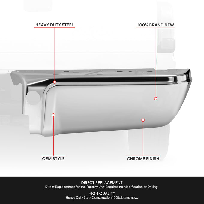 Rear Right Bumper End W/O Park Assist Hole <br> 08-16 Ford F-250 F-350 F-450 Super Duty