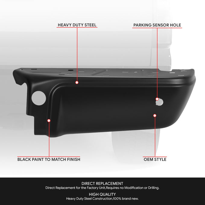 Rear Right Bumper End W/Park Assist Hole <br> 08-16 Ford F-250 F-350 F-450 Super Duty