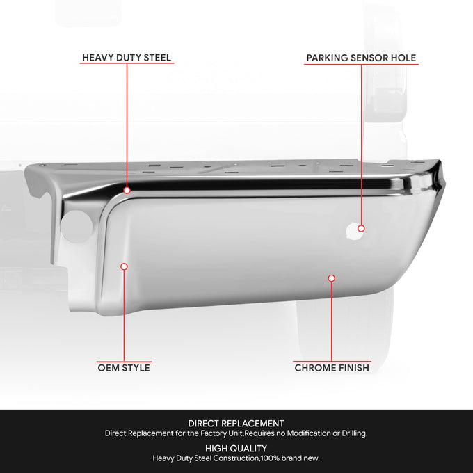 Rear Right Bumper End W/Park Assist Hole <br> 08-16 Ford F-250 F-350 F-450 Super Duty