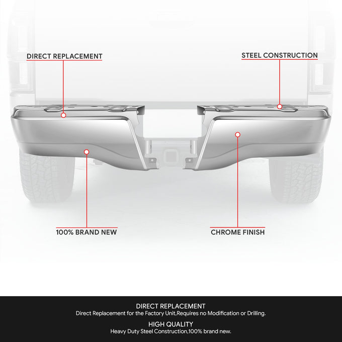 Polished Chrome Steel Pair Rear Bumper End Cap<br>19-23 Ford Ranger