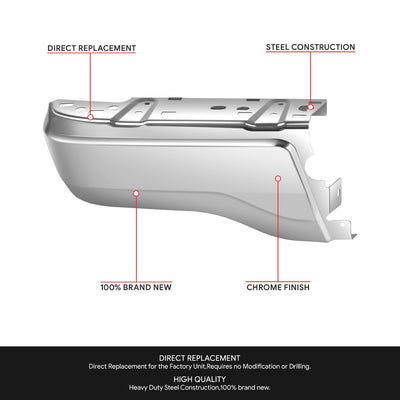 Polished Chrome Rear Left Bumper End Cap<br>19-23 Ford Ranger