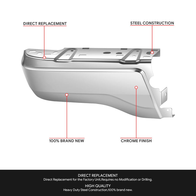 Polished Chrome Rear Left Bumper End Cap<br>19-23 Ford Ranger