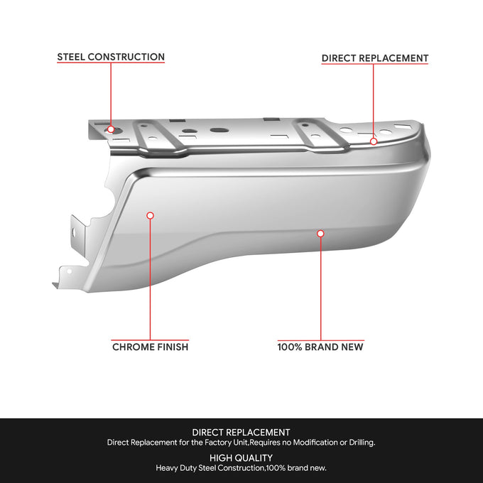 Polished Chrome Rear Right Bumper End Cap<br>19-23 Ford Ranger