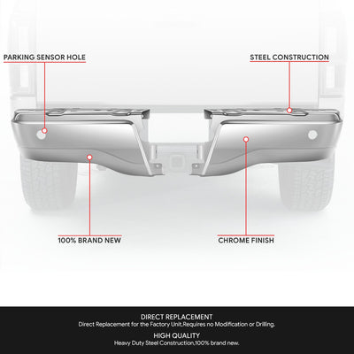 Polished Chrome Steel Rear Bumper End Caps<br>19-23 Ford Ranger