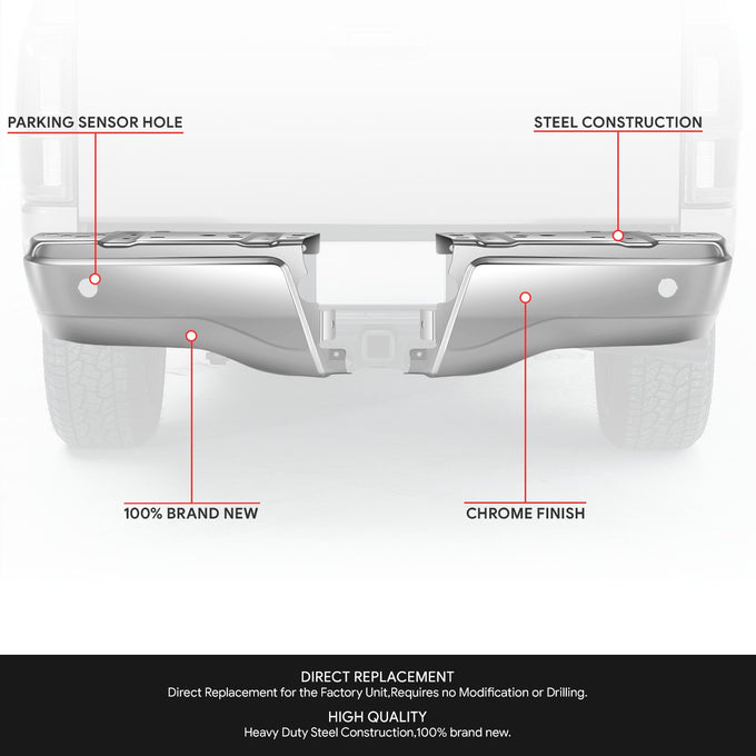 Polished Chrome Steel Rear Bumper End Caps<br>19-23 Ford Ranger