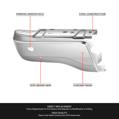 Chrome Rear Left Bumper End Cap w/ Sensor<br>19-23 Ford Ranger