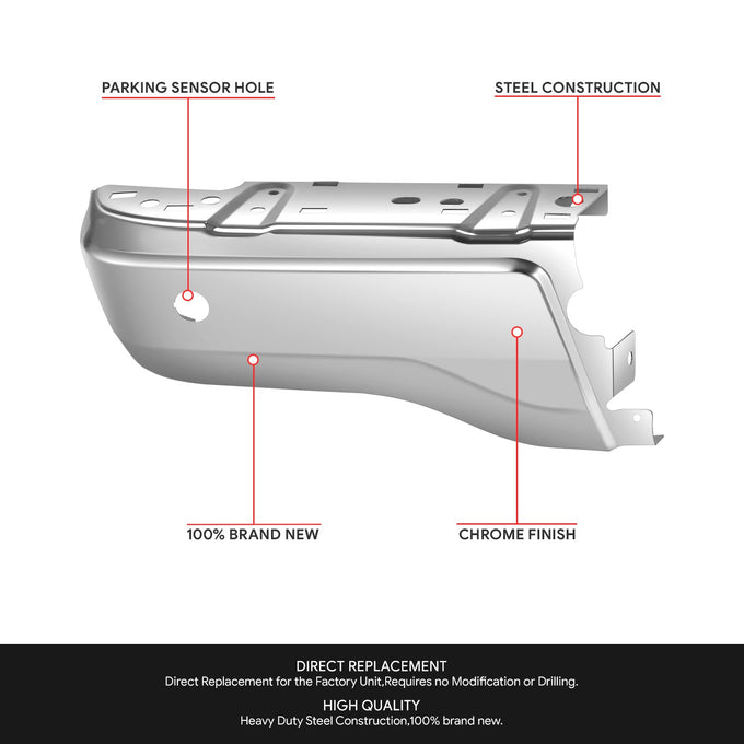 Chrome Rear Left Bumper End Cap w/ Sensor<br>19-23 Ford Ranger