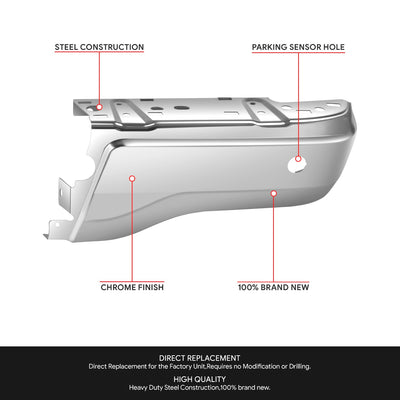 Chrome Rear Right Bumper End Cap w/ Sensor Holes <br>19-23 Ford Ranger