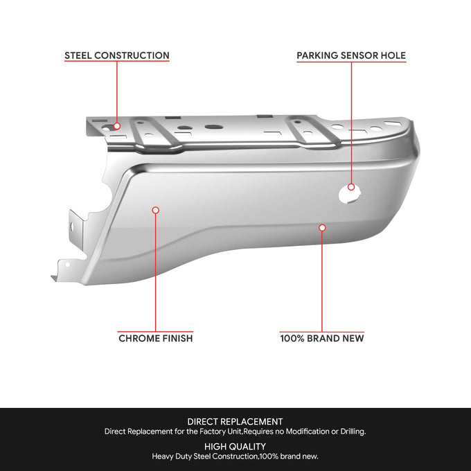 Chrome Rear Right Bumper End Cap w/ Sensor Holes <br>19-23 Ford Ranger