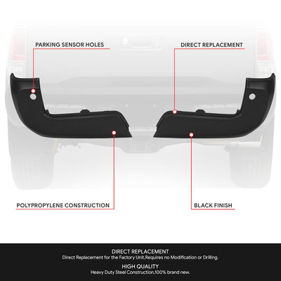 Rear Pair of Rear Bumper Ends (w/o Parking Assist) <br> 16-23 Toyota Tacoma