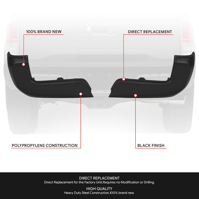 Rear Pair of Rear Bumper Ends (w/ Parking Assist) <br> 16-23 Toyota Tacoma