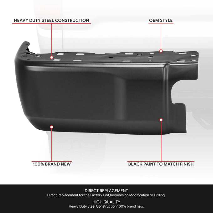 Black Rear Bumper End Caps (Pair) <br> 14-21 Toyota Tundra