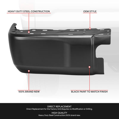 Black Rear Bumper End Caps (Pair) <br> 14-21 Toyota Tundra