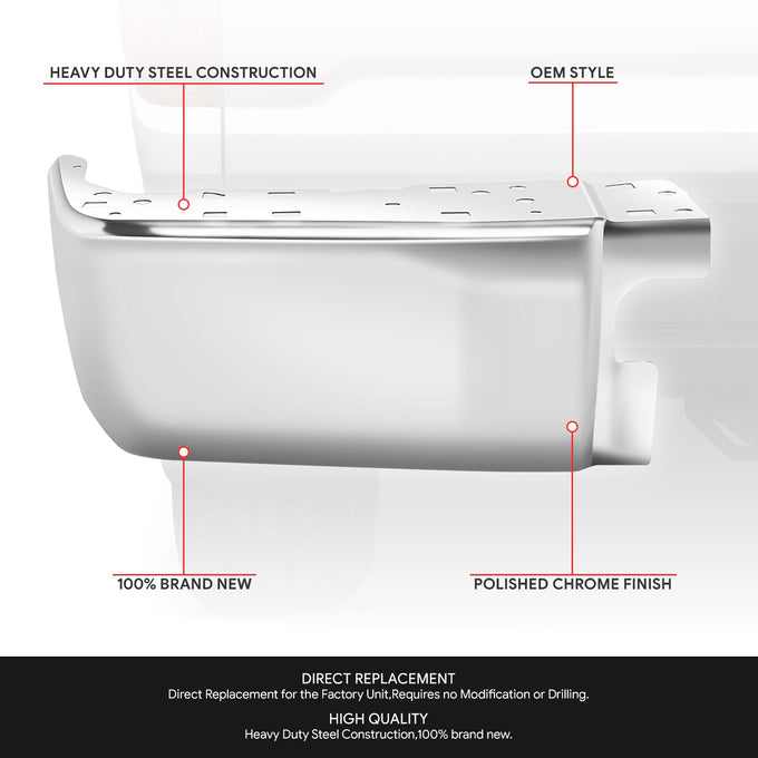 Chrome Rear Bumper End Caps (Left) <br> 14-21 Toyota Tundra
