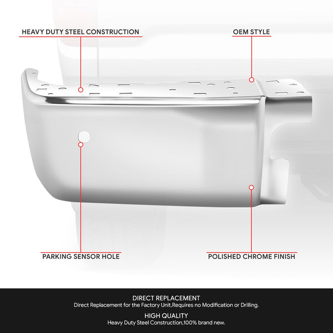 Chrome Rear Bumper End Caps (with Sensor Holes) <br> 14-21 Toyota Tundra