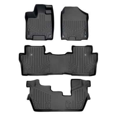 Floor Mats 3 Row Liner Set <br> 16-22 Honda Pilot 8 Passenger Model