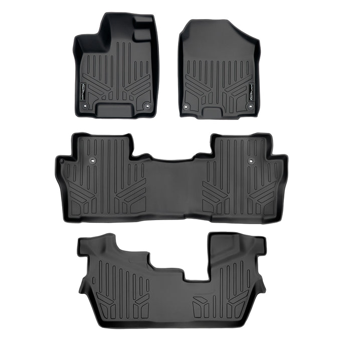 Floor Mats 3 Row Liner Set <br> 16-22 Honda Pilot 8 Passenger Model