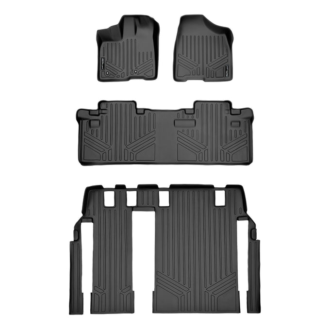 Floor Mats 3 Row Liner Set <br> 11-12 Toyota Sienna 8 Passenger Model