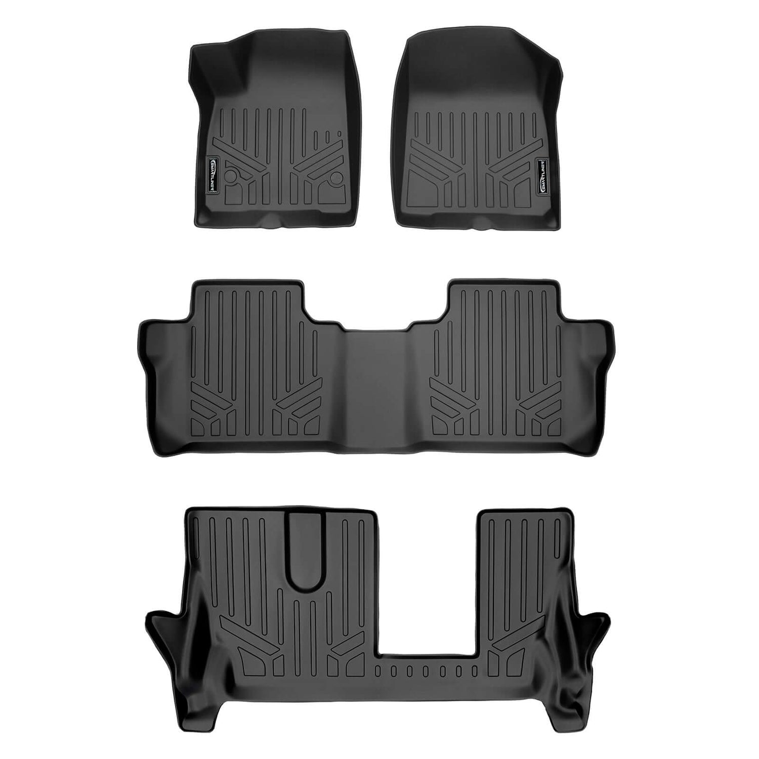 Floor Mats 3 Row Liner Set <br> 20-25 Cadillac XT6 with Bench Seats
