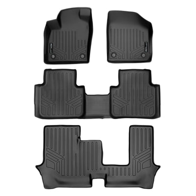 Floor Mats 3 Row Liner Set <br> 18-22 Volkswagen Atlas With 2nd Row Bench Seat