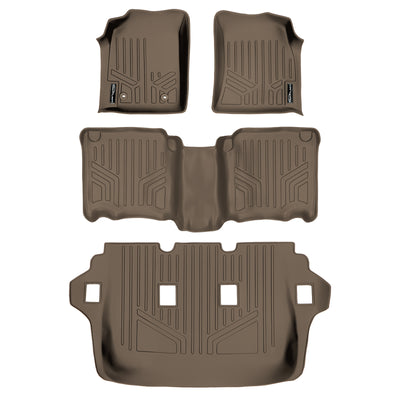 Floor Mats 3 Row Liner Set Tan <br> 12-15 Toyota Fortuner