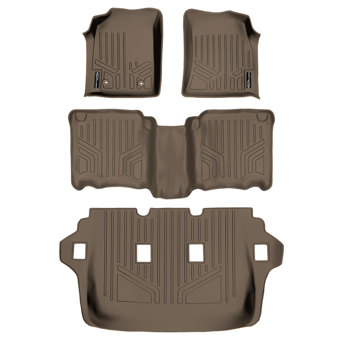 Floor Mats 3 Row Liner Set Tan <br> 12-15 Toyota Fortuner