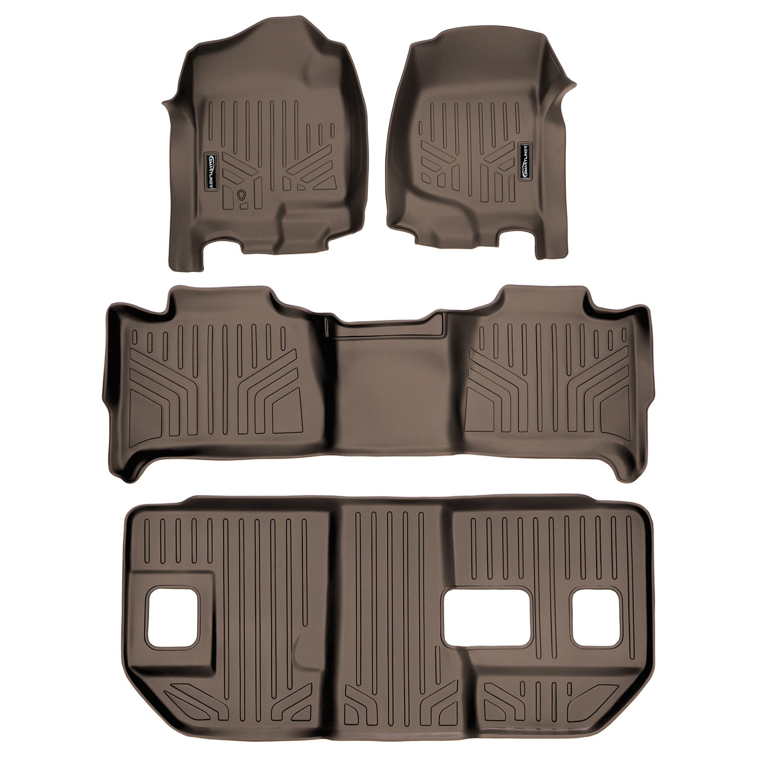 Floor Mats 3 Row Liner Set Tan <br> 07-14 Chevrolet Suburban GMC Yukon XL/Denali XL