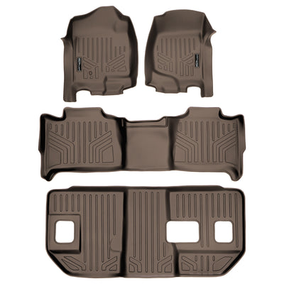 Floor Mats 3 Row Liner Set Tan <br> 07-14 Chevrolet Suburban GMC Yukon XL/Denali XL