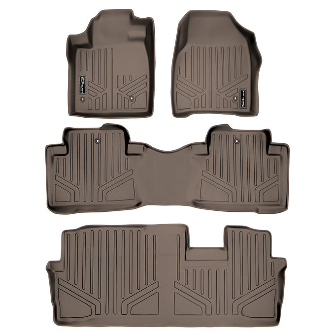 Floor Mats 3 Row Liner Set Tan <br> 09-15 Honda Pilot