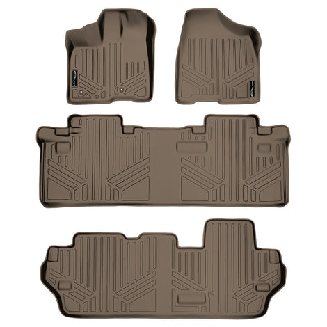Floor Mats 3 Row Liner Set Tan <br> 11-12 Toyota Sienna (8 Passenger)