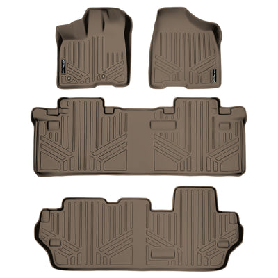 Floor Mats 3 Row Liner Set Tan <br> 11-12 Toyota Sienna (8 Passenger)