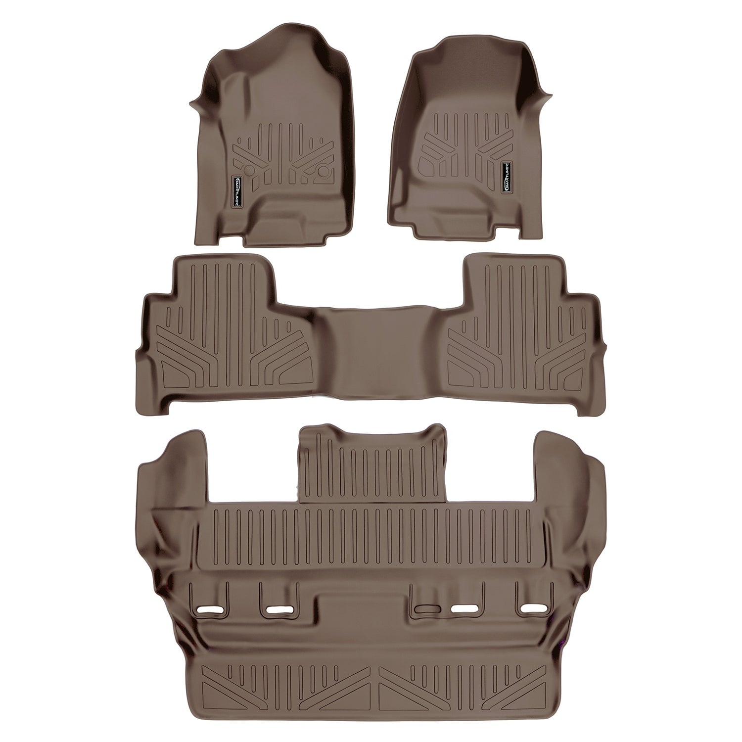Floor Mats 3 Row Liner Set Tan <br> 15-20 Chevrolet Tahoe15-20 GMC Yukon
