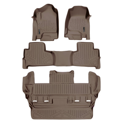 Floor Mats 3 Row Liner Set Tan <br> 15-20 Chevrolet Tahoe15-20 GMC Yukon
